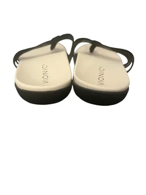 Vionic Alta Toe Post Sandals Black Leather Cream Thong Comfort Shoes 8.5M thumbnail 6
