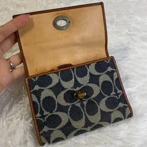 y2k Coach Stripe Signature Denim Turnlock Bifold Wallet thumbnail 5