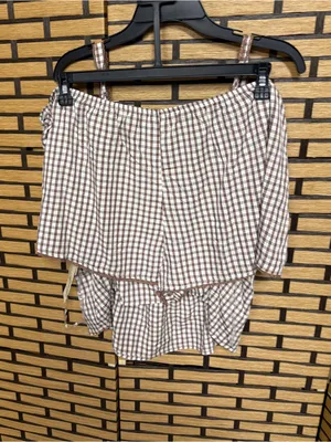No boundaries brown and white plaid two piece pajama short set size XXL thumbnail 2