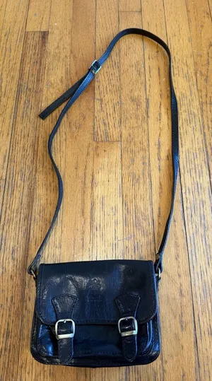 Vera Pelle WOMENS Mini Buckle Crossbody Black Leather thumbnail 1