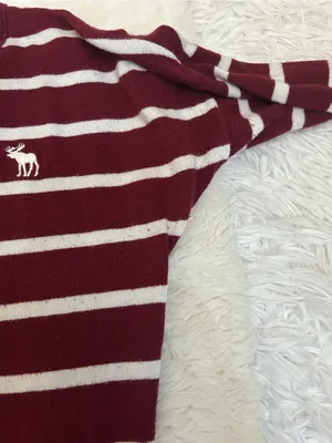 Abercrombie & Fitch Striped Crewneck burgundy Sweater Y2K vintage woman’s S thumbnail 8