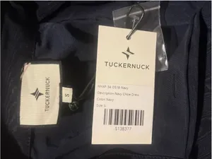 New Tuckernuck Navy Blue Chloe Midi Dress Small Belted Collared Moir Classic thumbnail 12