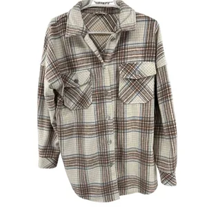 Altar’d State neutral shacket oversized S plaid fall winter soft outdoor plaid thumbnail 1
