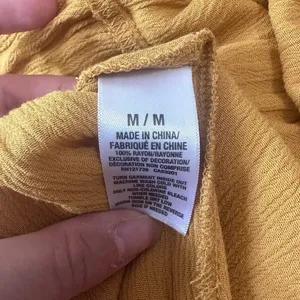 Aeropostale Yellow Embroidered Mini Dress With Tie back and Tassels // s… thumbnail 7