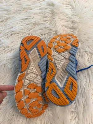 Hoka Blue Running Shoes with Pink Logo and Orange Accents in fair/ good condi thumbnail 7