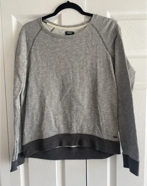 Roots Canada Raglan Micro‎ Stripe Sweatshirt Womens Size S Grey Pullover Cotton thumbnail 1