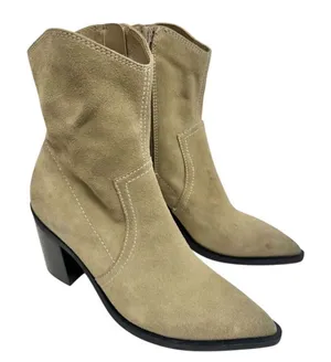 BP. Western Boots Size 5.5 in‎ Tan Smoke Leather Block Heel Pointed Toe thumbnail 1