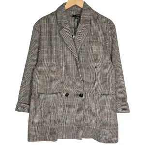 Miou Muse Plaid Blazer‎ Women's Size M Double Breasted Longline Oversized Jacket thumbnail 1