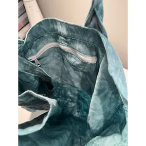 PAIGE Denim Tie Dye Logo‎ Tote Bag Teal Blue Palm Tree Graphic New With Tags thumbnail 6