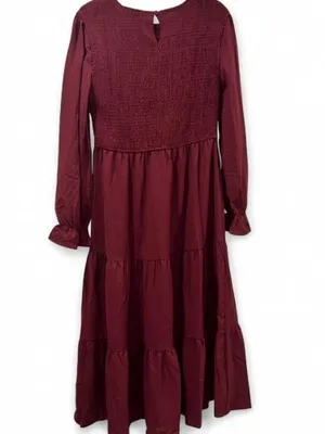 Fashion NWT Burgundy Long Sleeve Maxi Dress Women's Large thumbnail 2
