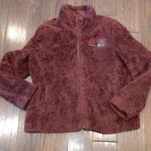 Pendleton burgundy fuzzy zippered fleece jacket size large thumbnail 1