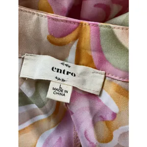Entro‎ Floral V-Neck Short Sleeve Babydoll Mini High Low Dress Size Large thumbnail 9
