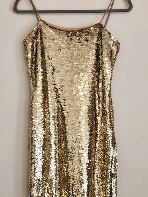 Gianni Bini Gold Sequin Midi Slip Dress Size Small NWT Sequin Cocktail Dress thumbnail 3
