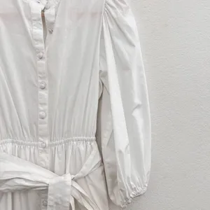Brittany Fuson White Louisa Button-Front 100% Cotton Tiered Belted Maxi Dress XS thumbnail 6