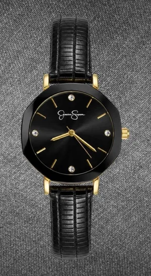 Jessica Simpson Black Gold Crystal Quartz Watch NWT thumbnail 1