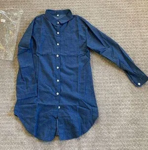 Boutique NWT- Blue Denim Style Long Sleeve Tunic Top Medium thumbnail 1