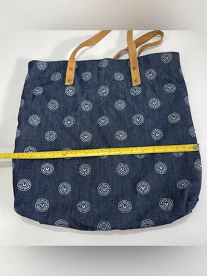 True Religion Tote Bag All Over Button Logo Blue Denim thumbnail 4