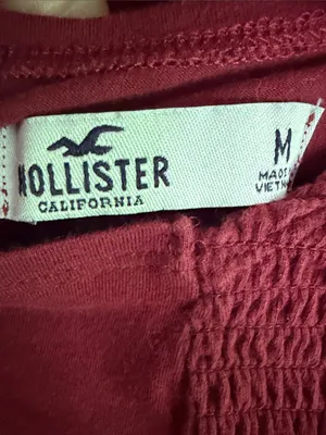 Hollister Burgundy Smocked Halter Crop Top thumbnail 2