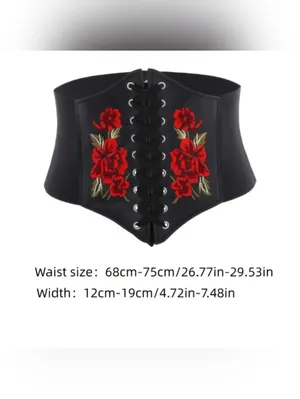 Black Floral‎ Embroidered Waist Elastic Corset Belt One Size thumbnail 9