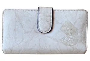 Buxton Beige Genuine Leather Organizer Wallet Zip Around Snap Clutch thumbnail 1