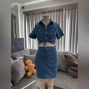 BUNDLE 2 ITEMS FOR $8✨ 🌸AMTIOUS western denim cutout dress ✨ Blue Size M thumbnail 4
