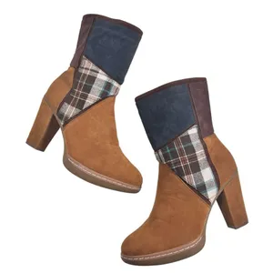 Muk Luks Nola brown:suede vegan boho patchwork heeled boots thumbnail 4