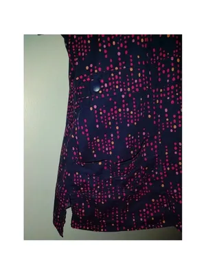 Dickies Unisex Nurse Doc Vet Scrub Top Pockets Size Small Navy with Dots thumbnail 3