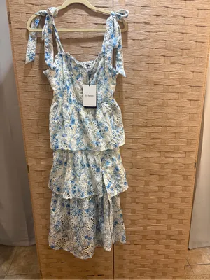 NWT Anthropologie En Saison Claire Midi Dress Eyelet Floral Tiered Fairy Size S thumbnail 8