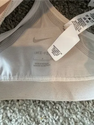 Nike White Mesh-Detail Low-Profile Sports Bra thumbnail 3
