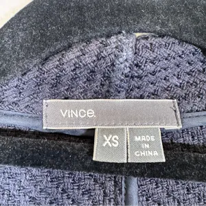 Vince Navy Blue Tweed Asymmetrical Zip Blazer Jacket Womens XS Preppy Classic thumbnail 10