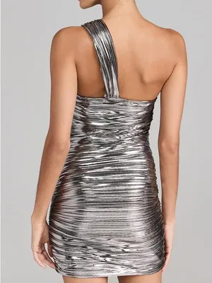 ASTR Golda Mini Dress Metallic Silver NWT thumbnail 2
