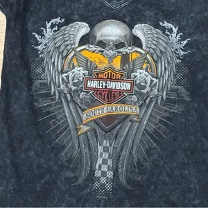 Harley Davidson Short Sleeve Skull Graphic Tee Shirt Women’s Medium thumbnail 3