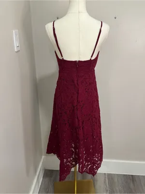 Lulu's One Wish Burgundy Lace Midi Dress‎ Medium thumbnail 4