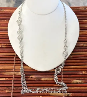 Lia Sophia Silver-Tone Multi Strand Filigree Link Necklace 36”-39” thumbnail 1