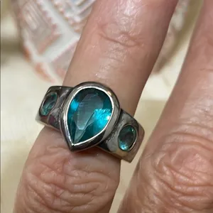 💍💍💍2/40💍💍💍Silver Ring with Blue Gemstones thumbnail 6