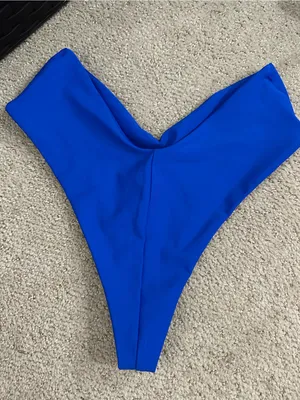 NWOT Quince Italian high leg bikini bottoms electric blue small thumbnail 4