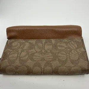 Coach Continental Flap Brown Signature Canvas Wallet thumbnail 7