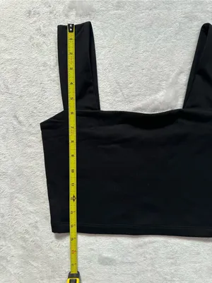 Zara Square Neck Cropped Tank Top Black Thick Wide Straps Size Small Minimalist thumbnail 3