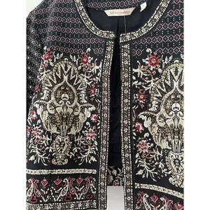 Soft Surroundings Black Embroidered Mandala Bolero Manda Cropped Jacket Sz L thumbnail 9