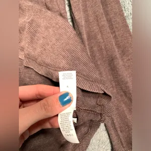 Aerie Brown Long Sleeve ribbed Henley Top medium thumbnail 7