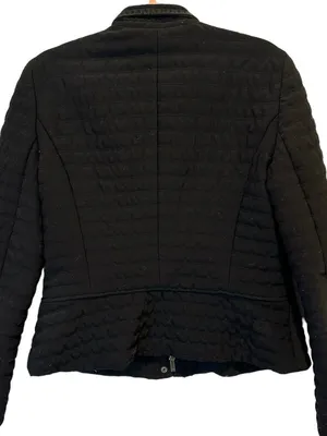 Armani Collezioni Black Quilted Jacket 90s Minimalist Size 12 Large thumbnail 4