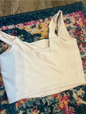 Abercrombie YPB White Square Neck Cropped Tank Top thumbnail 9