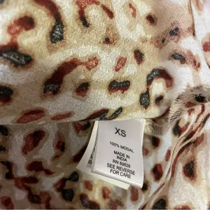 NEW Haute Hippie Tunic Top Sheer Leopard Print Chiffon Boho Modal Popover XS thumbnail 6
