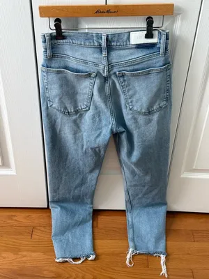 Re/Done Originals 90s High Rise Ankle Crop in Light Dusk Destroy thumbnail 3