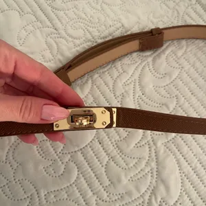Nwot Thin Brown Gold Buckle Belt Pu Leather thumbnail 5