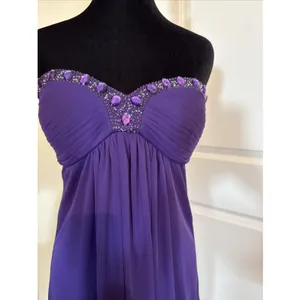 Xscape By Joanna Chen Purple Beaded Strapless Chiffon Mini Dress Sz 4 Homecoming thumbnail 2