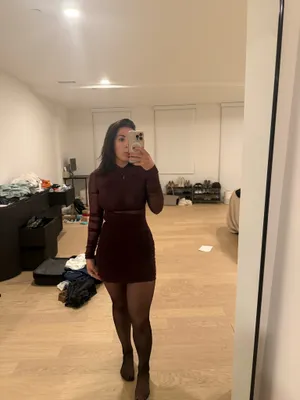 Revolve SEROYA Mesh Mini Dress Merlot Size Small NWT thumbnail 4