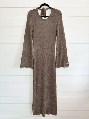 Honor the Gift Tie-Back Taupe Gray Maxi Dress Long Flared‎ Sleeves Size L NEW thumbnail 5