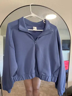 Target All in motion cropped blue jacket thumbnail 1
