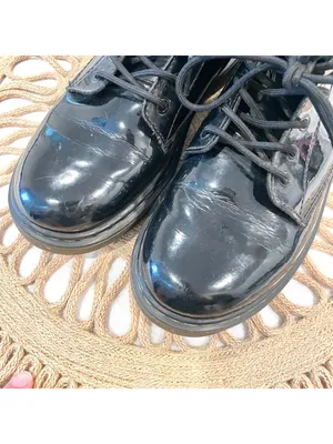 Dr Martens Junior 1460 Patent Leather Lace Up Boots Black 1460J W5 thumbnail 7